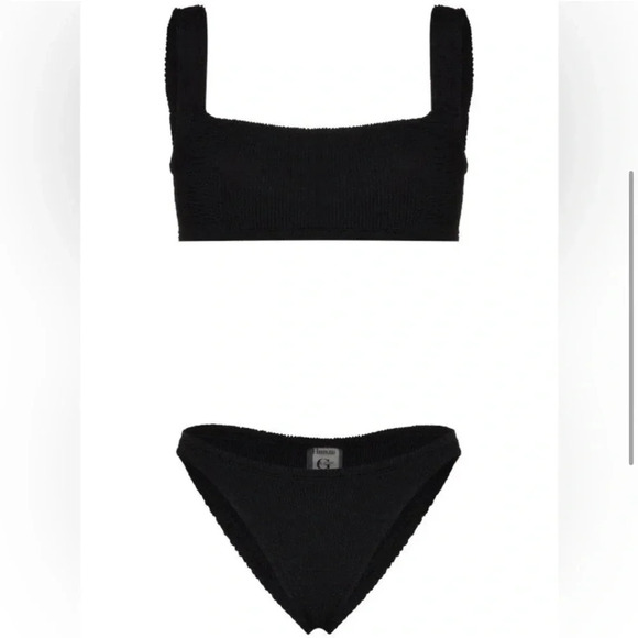 New Hunza G Xandra Square Neck Black Bikini Set New Classic Stretchy Harrods - Picture 3 of 7